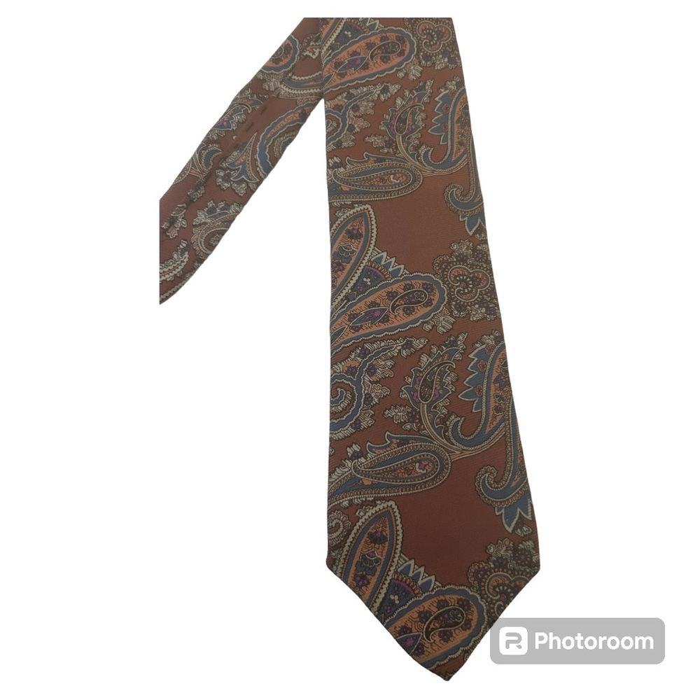 Posh Newport Beach print tie rust blue white yellow purple paisley